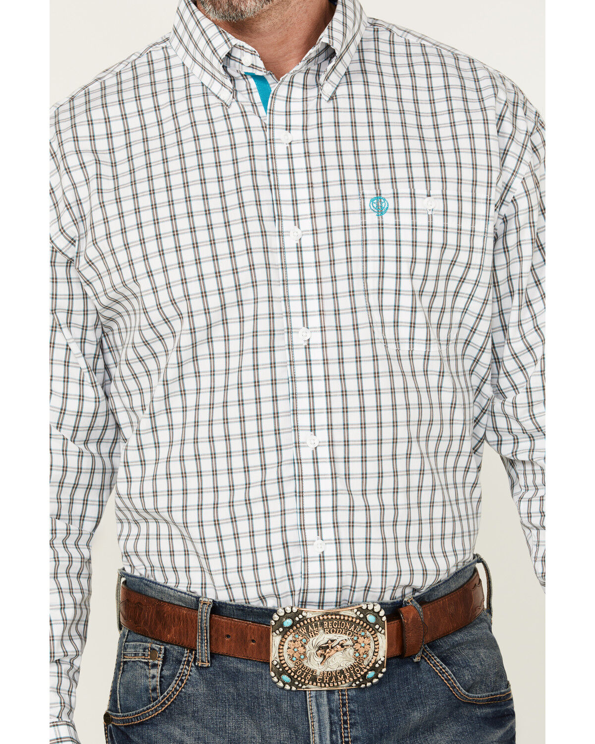 Image #3 - George Strait by Wrangler Plaid Print Long Sleeve Button-Down Stretch Western Shirt, White, hi-res