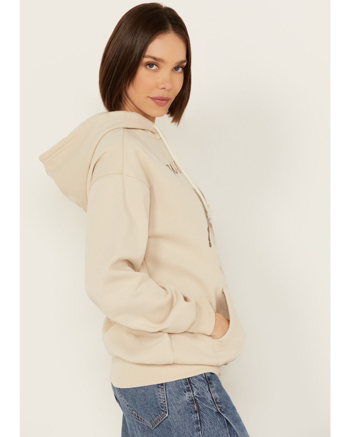 Image #2 - Youth In Revolt Women's Hold Horses Graphic Hoodie, Taupe, hi-res