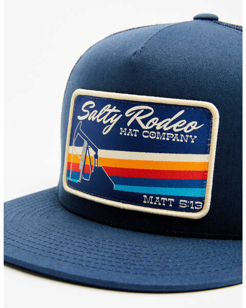 Image #2 - Salty Rodeo Men's Oil Rig Logo Patch Trucker Cap , Navy, hi-res