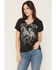 Image #1 - Rock & Roll Denim Women's Let's Ride Short Sleeve Graphic Tee, Black, hi-res