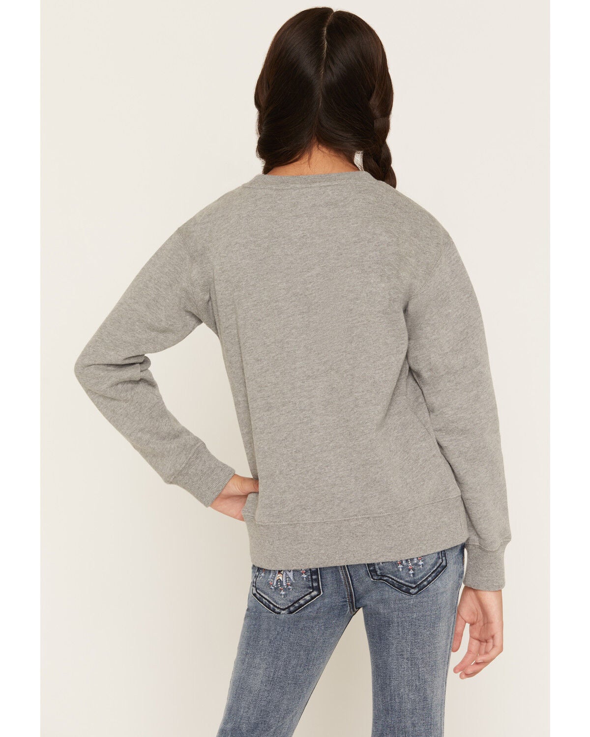 Image #4 - Ariat Girls' Sassy Cat Sweatshirt, Grey, hi-res