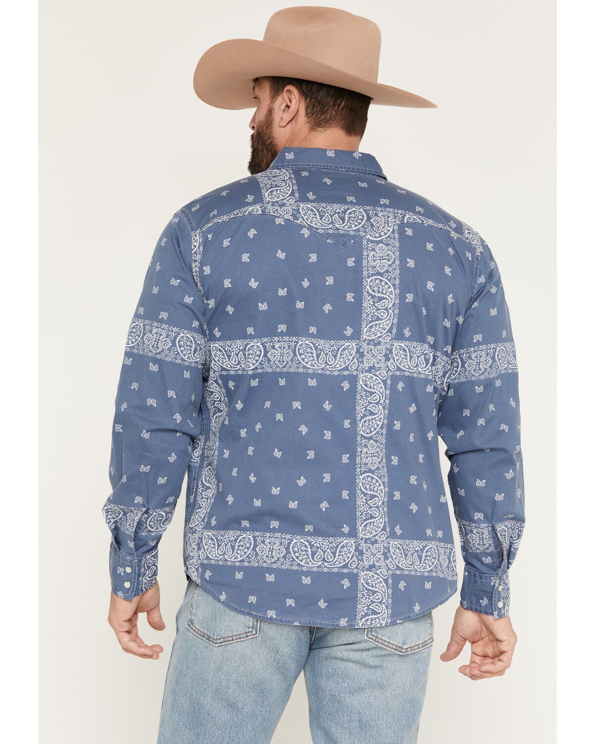 Image #4 - Levi's Men's Azad Paisley Print Long Sleeve Pearl Snap Western Shirt, Medium Blue, hi-res