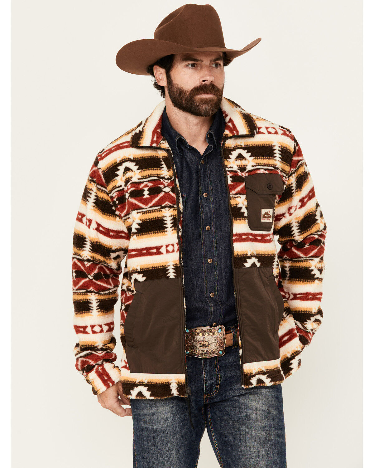 Image #1 - Kimes Ranch Men's Maxwell Southwestern Print Zip-Up Jacket, Brown, hi-res