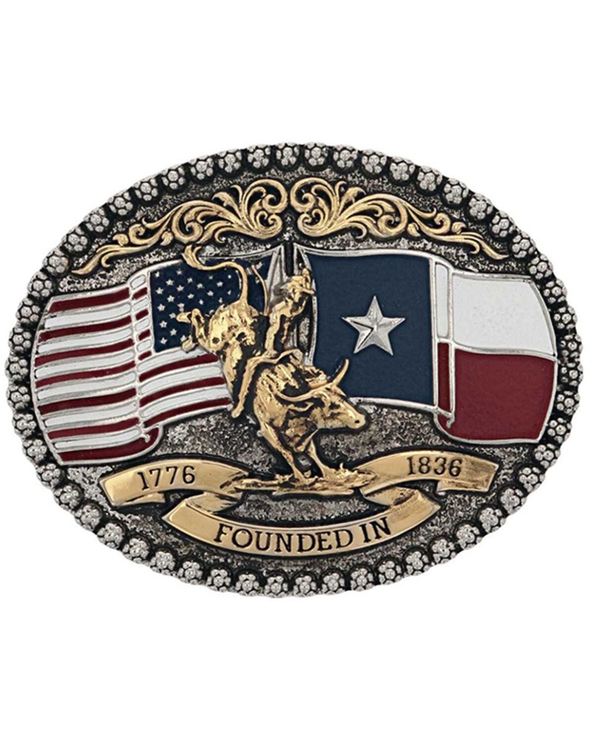Montana Silversmiths Texas 1836 Attitude Belt Buckle, Multi, hi-res