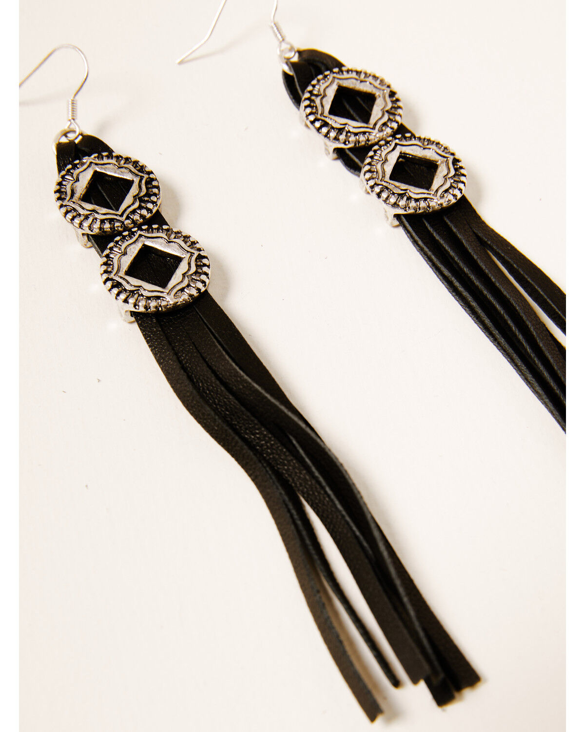Image #2 - Idyllwind Women's Roaming Hearts Leather Earrings, Black, hi-res