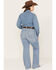 Ariat Women's R.E.A.L. Light Wash Mid Rise Regina Flare Jeans - Plus, Blue, hi-res