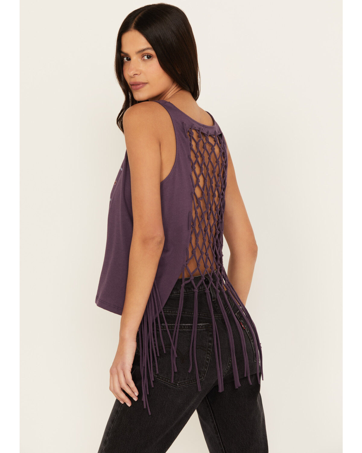 Image #1 - Shyanne Women's Cage Back Graphic Tank, Purple, hi-res