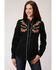 Old West Women's Black Brown Floral Embroidered Long Sleeve Western Shirt , Black, hi-res