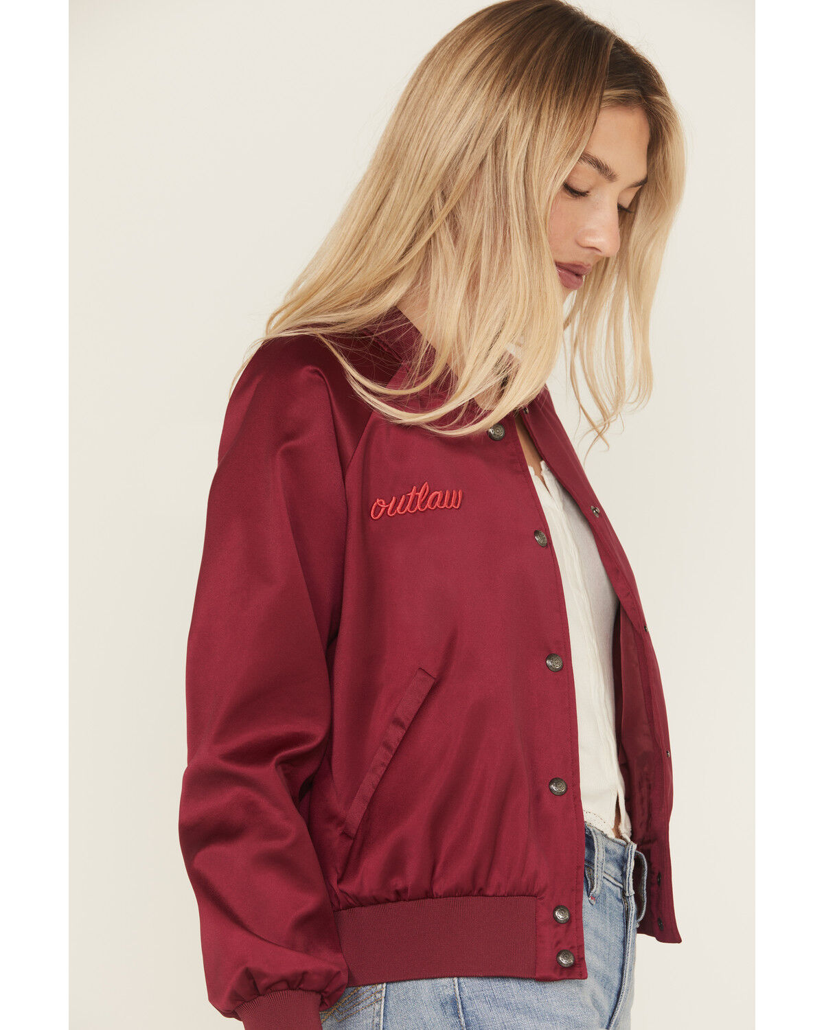 Image #3 - Idyllwind Women's Nash Vegas Satin Bomber, Maroon, hi-res