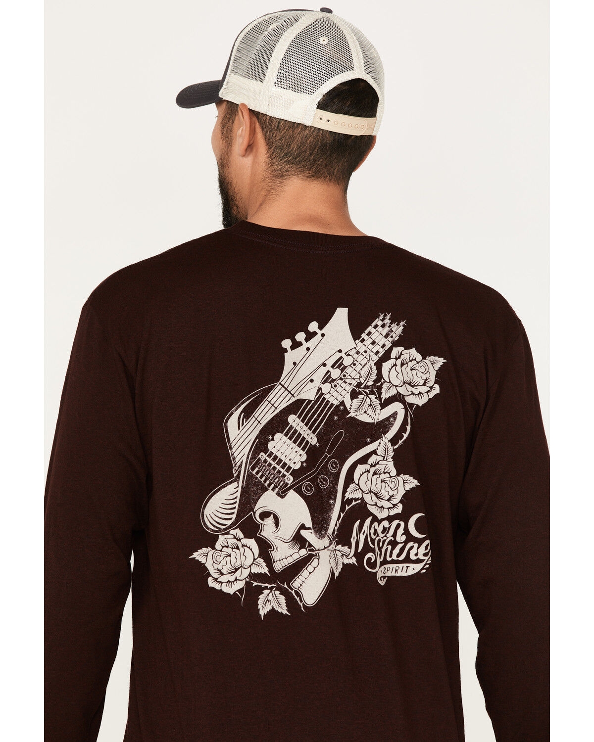 Image #4 - Moonshine Spirit Men's Guitar Floral Print Long Sleeve T-Shirt, Burgundy, hi-res