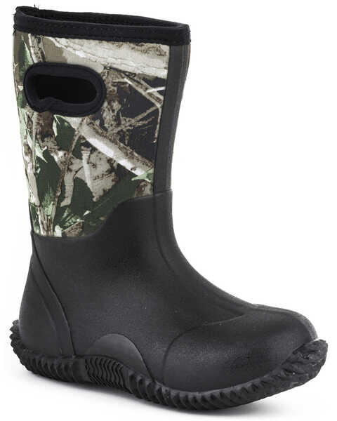 Roper Boys' Camo Neoprene Boots - Round Toe, Black, hi-res