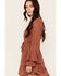 Image #2 - Shyanne Women's Ruffle Lace Long Sleeve Mini Dress, Chestnut, hi-res