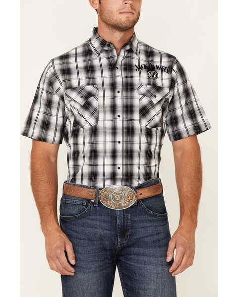 Image #3 - Jack Daniel's Men's Plaid Print Short Sleeve Western Shirt , Black, hi-res