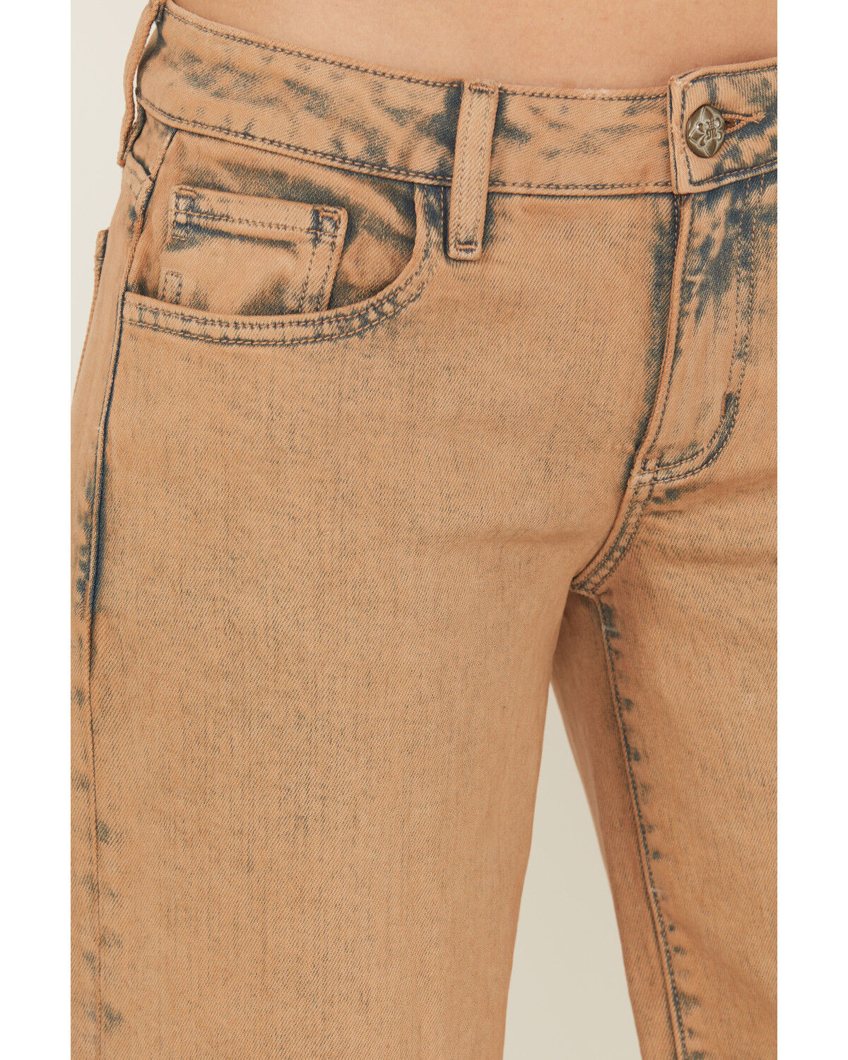 Image #2 - Miss Me Women's Mid Rise 32" Wide Leg Stretch Denim Jeans, Brown, hi-res