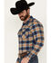 Pendleton Men's Wyatt Plaid Print Long Sleeve Snap Western Shirt, Dark Blue, hi-res