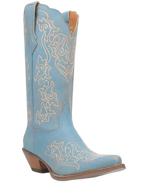 Dingo Women's Flirty N' Fun Western Boots - Pointed Toe , Light Blue, hi-res
