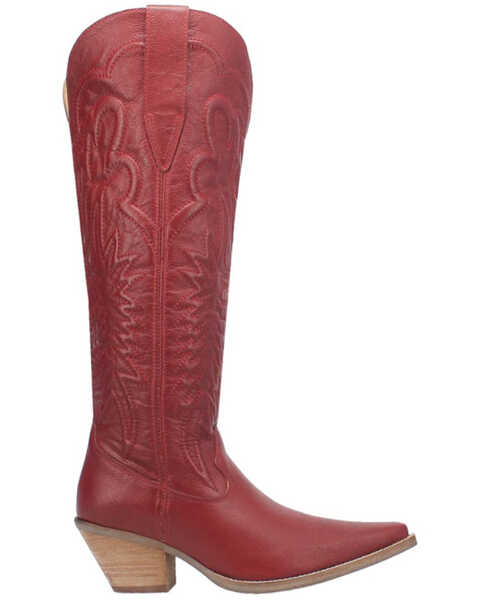 Image #2 - Dingo Women's Raisin Kane Tall Western Boots - Snip Toe , Red, hi-res