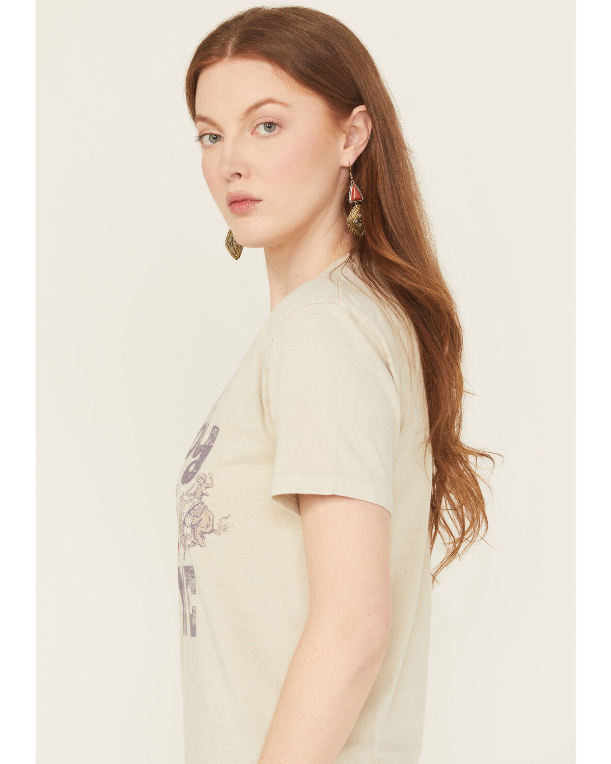 Image #2 - Youth in Revolt Women's Cowboy Time Short Sleeve Graphic Tee, Cream, hi-res