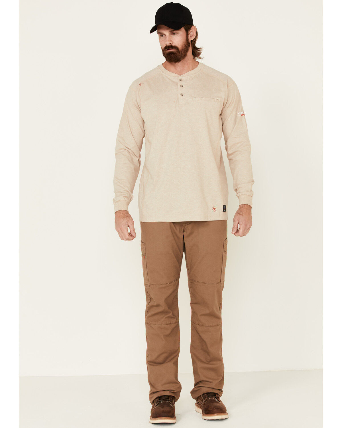Image #2 - Ariat Men's FR Air Long Sleeve Work Long Sleeve Henley Shirt - Tall, Sand, hi-res