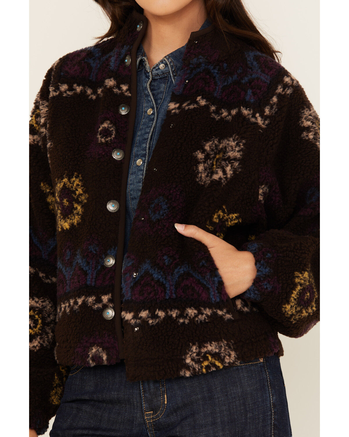 Image #3 - Shyanne Women's Printed Sherpa Jacket, Chocolate, hi-res