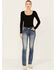 Image #3 - Miss Me Women's Dark Wash Mid Rise Stretch Bootcut Jeans, Dark Wash, hi-res