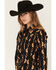 Image #2 - Ely & Walker Women's Boot Barn Exclusive Floral Striped Long Sleeve Snap Western Shirt, Black, hi-res