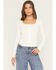 Image #1 - Shyanne Women's Long Sleeve Corset Ribbed Top, Cream, hi-res