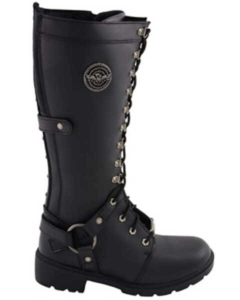 Image #2 - Milwaukee Leather Women’s Jane Combat Style Harness Motorcycle Boots - Round Toe, Black, hi-res