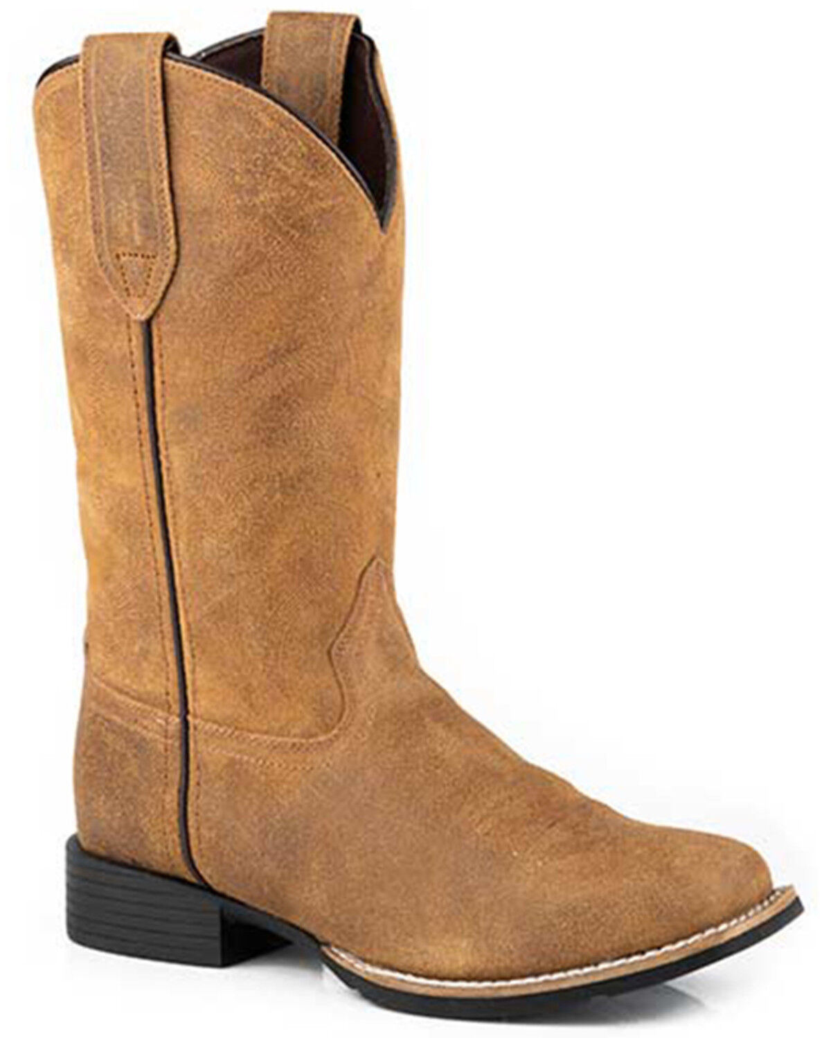 Image #1 - Roper Women's Monterey Suede Western Boots - Square Toe, Tan, hi-res
