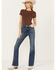 Image #1 - Mia and Moss Women's Kentucky Blues Medium Wash High Rise Flare Stretch Jeans, Medium Wash, hi-res