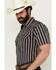 Image #2 - Gibson Men's Belmont Striped Short Sleeve Snap Western Shirt , Navy, hi-res