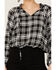 Image #2 - Wild Moss Women's Long Sleeve Tie Neck Peasant Blouse, Black, hi-res
