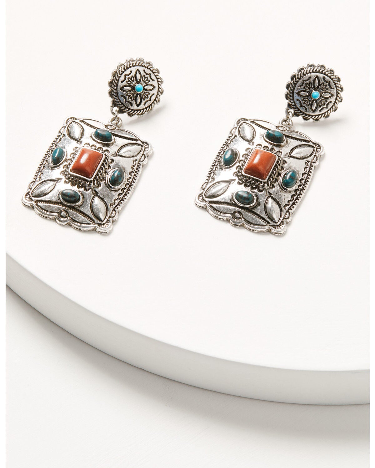 Image #1 - Shyanne Women's American Heritage Concho Earrings, Silver, hi-res