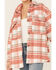 Saints & Hearts Women's Plaid Oversized Shacket, Coral, hi-res