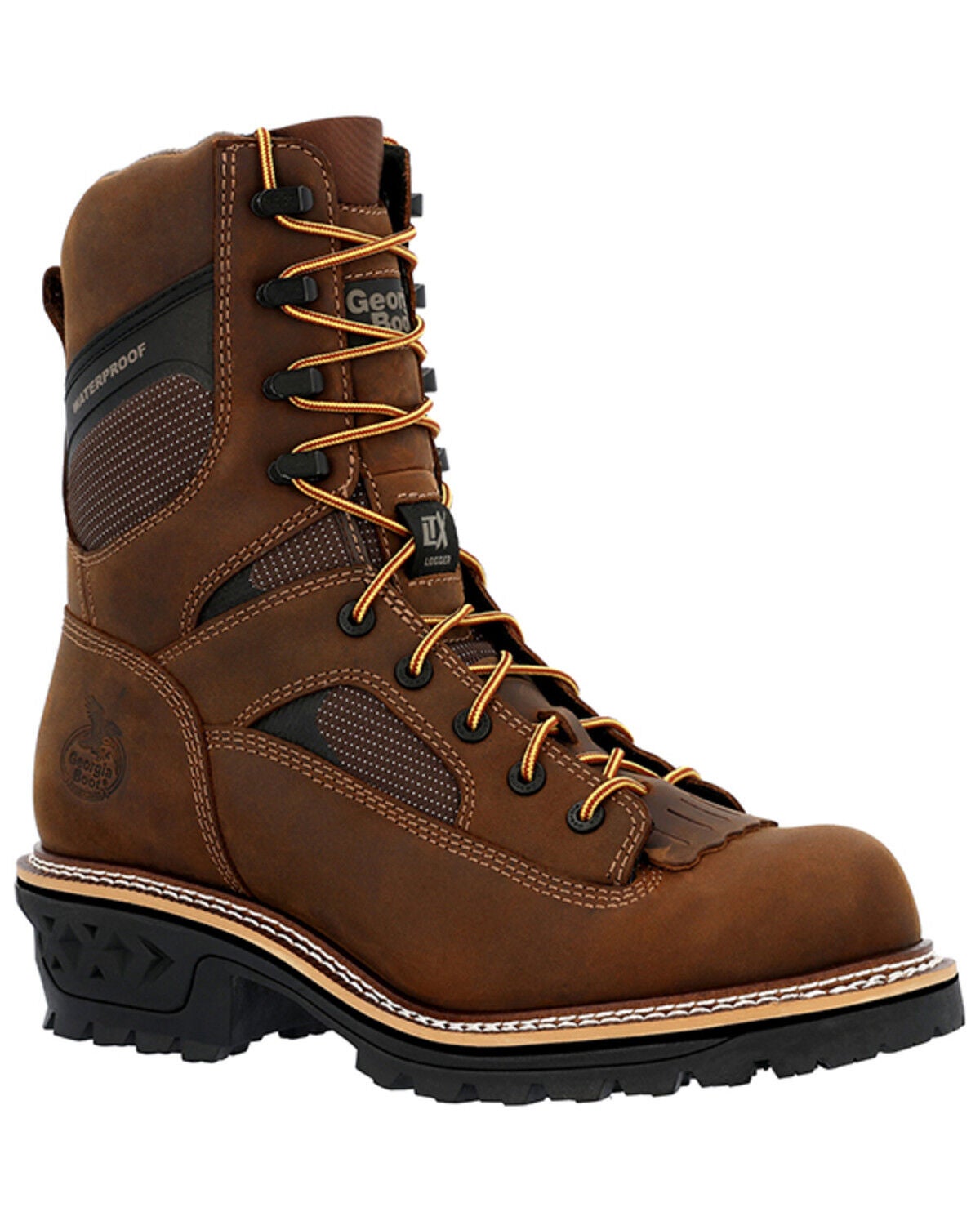 Georgia Boot Men's 9" LTX Logger Waterproof Work Boots - Composite Toe, Brown, hi-res