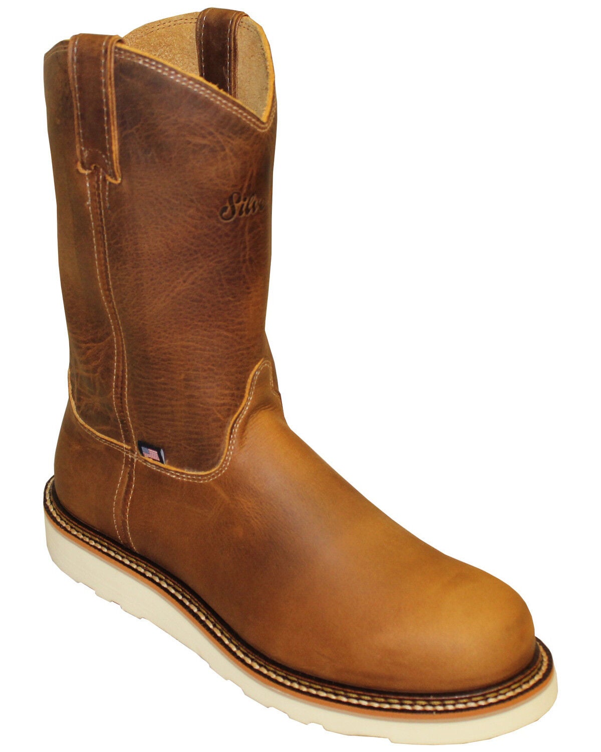 Silverado Men's Shipyard Western Work Boots - Steel Toe, Tan, hi-res