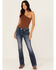 Image #3 - Miss Me Women's Medium Wash Mid Rise Cowhide Pocket 32" Bootcut Stretch Denim Jeans, Medium Wash, hi-res