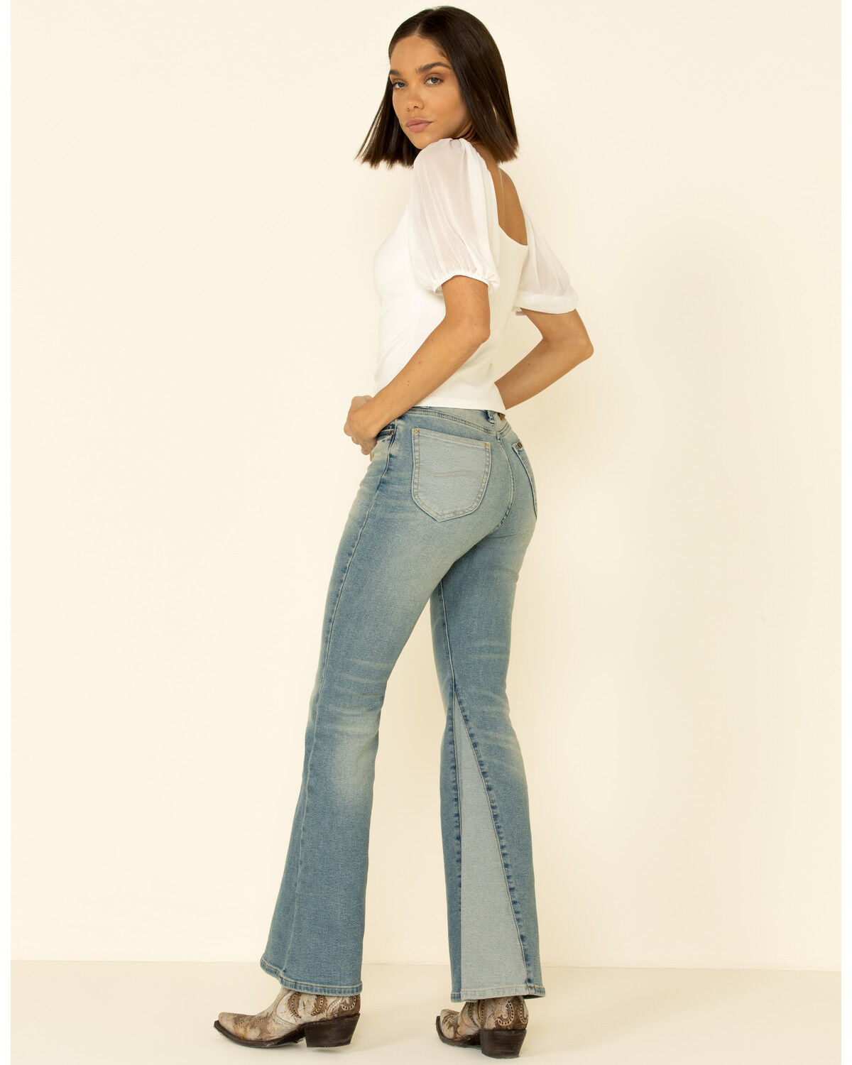 Image #2 - Lee Women's Betty Lee Panel Flare Jeans, Blue, hi-res