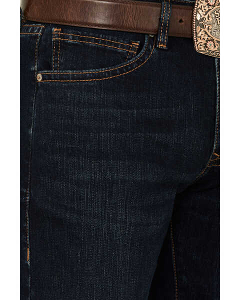 Image #2 - Rock & Roll Denim Men's Double Barrel Dark Wash Stackable Bootcut Stretch Denim Jeans , Dark Medium Wash, hi-res