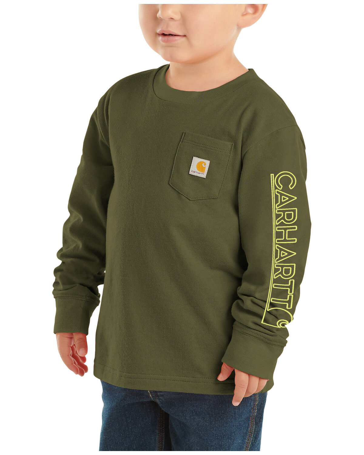 Image #2 - Carhartt Toddler Boys' Long Sleeve Pocket T-Shirt, Green, hi-res