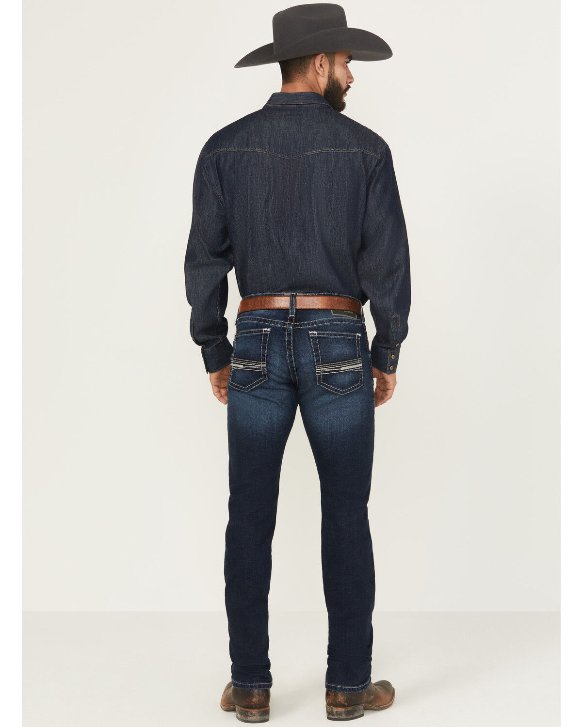Image #3 - Ariat Men's M8 Dark Wash Modern Slim Straight Stretch Denim Jeans, Dark Wash, hi-res