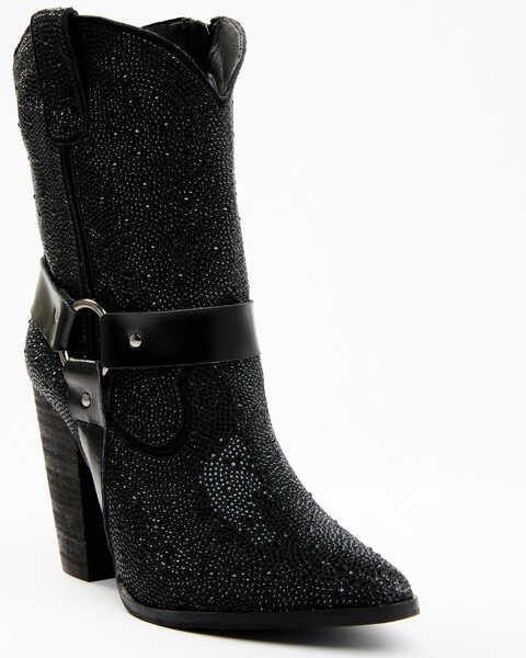 Image #1 - Dingo Women's Crown Jewel Western Fashion Booties - Pointed Toe, Black, hi-res