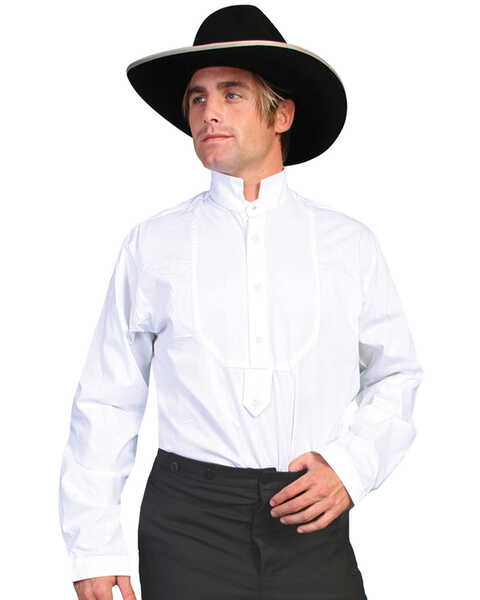 Rangewear by Scully Men's High Collar Bib Front Shirt, White, hi-res