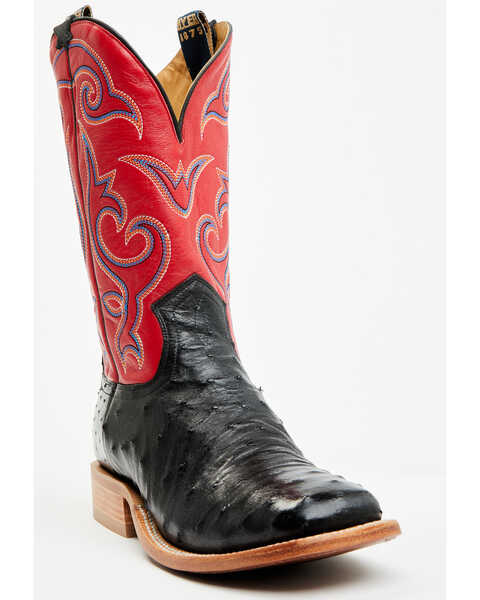 Image #1 - Hyer Men's Jetmore Exotic Full Quill Ostrich Western Boots - Broad Square Toe , Black, hi-res