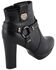 Image #9 - Milwaukee Leather Women's Block Heel Harness Booties - Round Toe, Black, hi-res