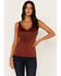 Image #1 - Idyllwind Women's Songstress Embroidered Fringe Tank Top, Brandy Brown, hi-res
