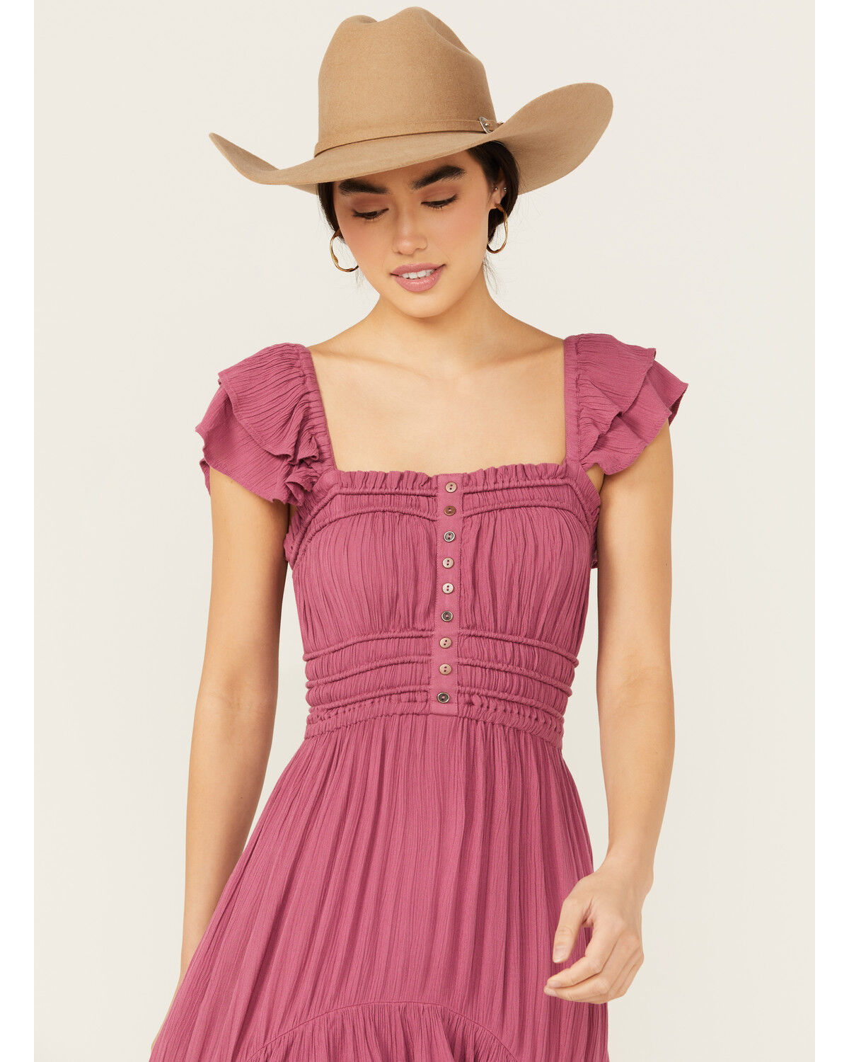 Image #2 - Shyanne Women's Flutter Sleeve Smocked High-Low Dress, , hi-res
