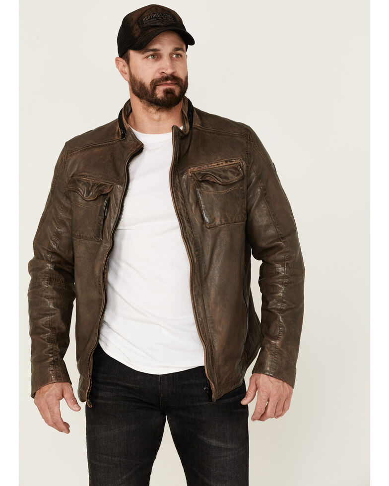 Mauritius Leather Men's Cove Lamb Leather Jacket , Brown, hi-res