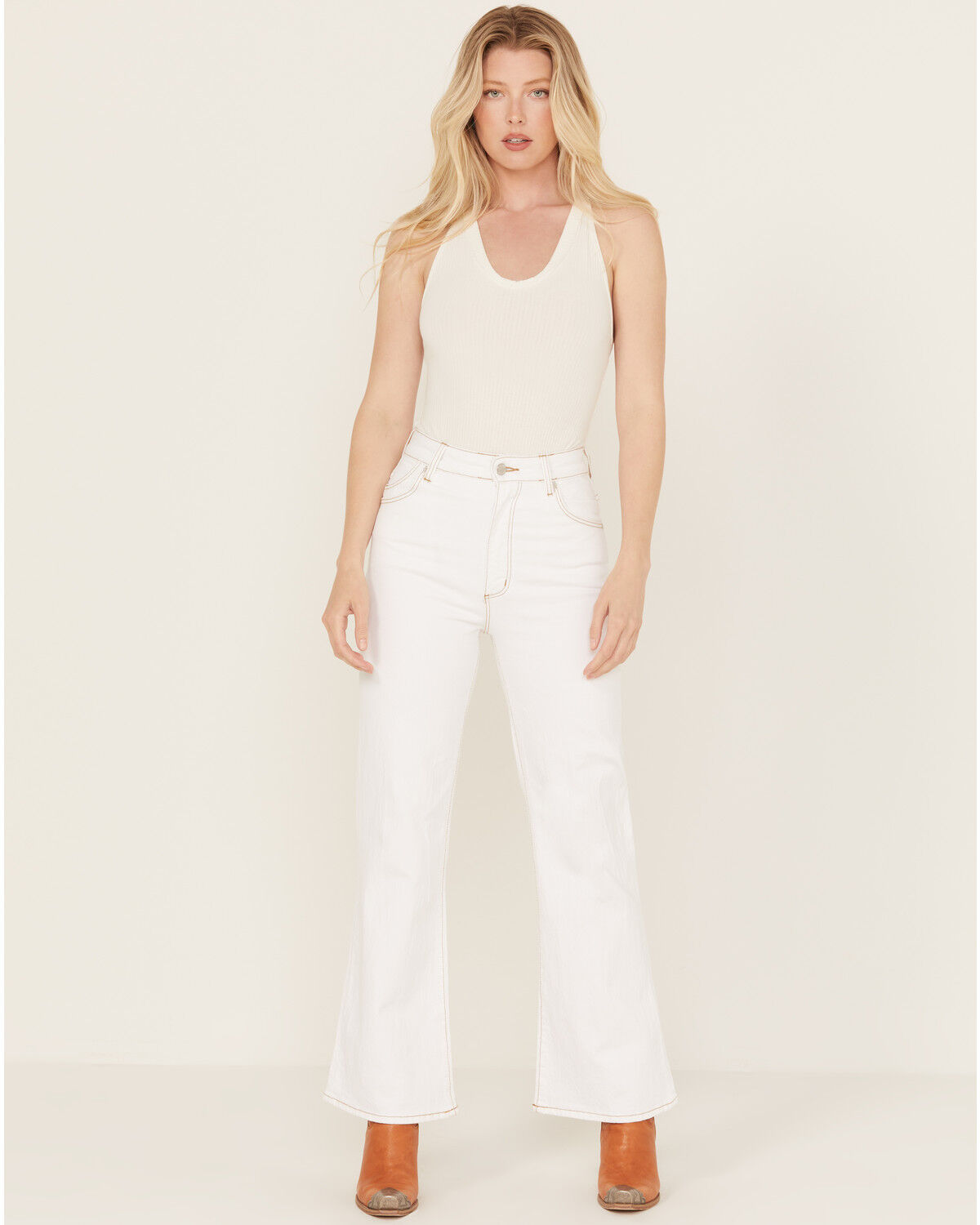 Image #1 - Rolla's Women's High Rise East Coast Ankle Flare Jeans, White, hi-res