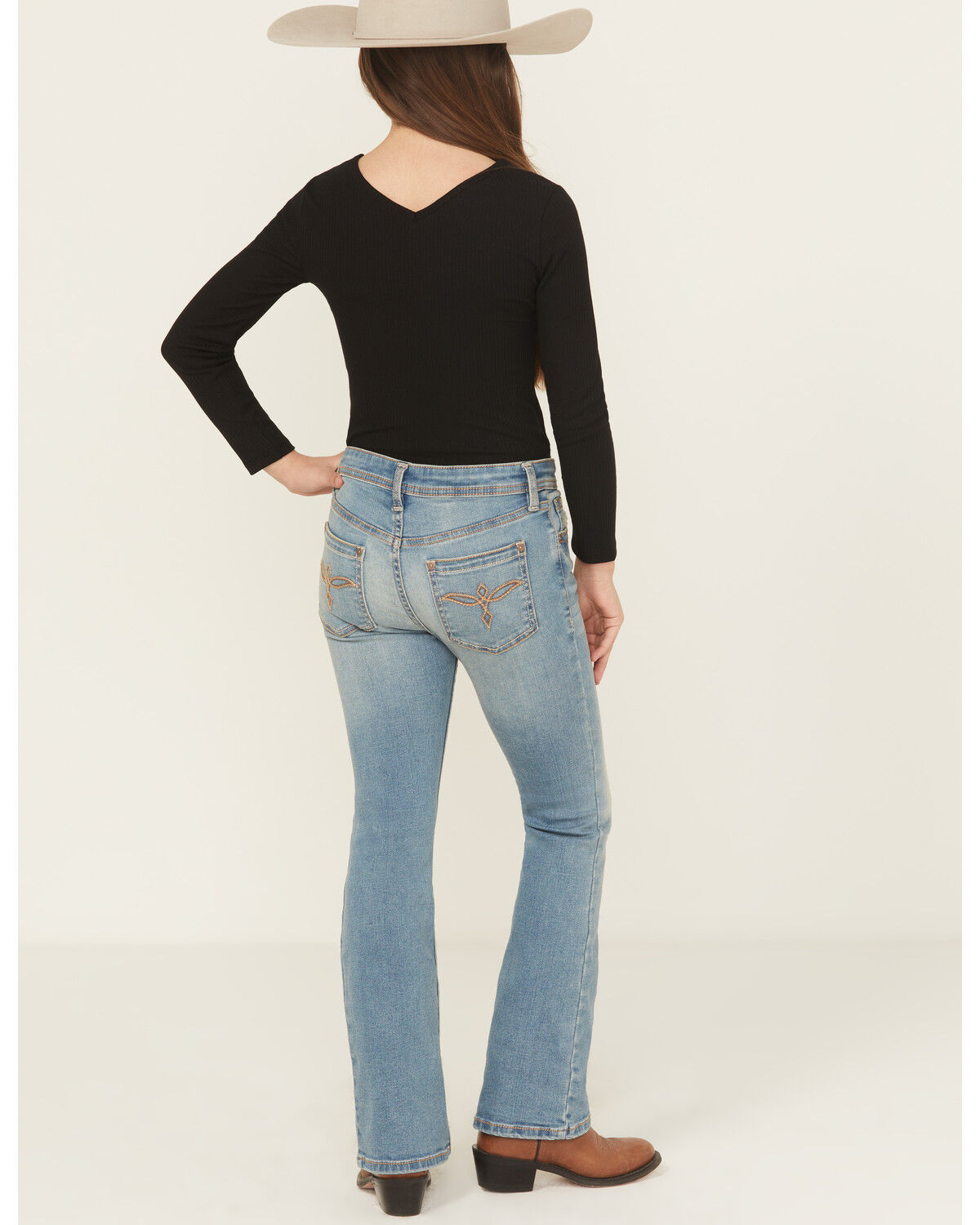 Image #3 - Shyanne Girls' Medium Wash Shayla Bootcut Stretch Denim Jeans, Medium Wash, hi-res